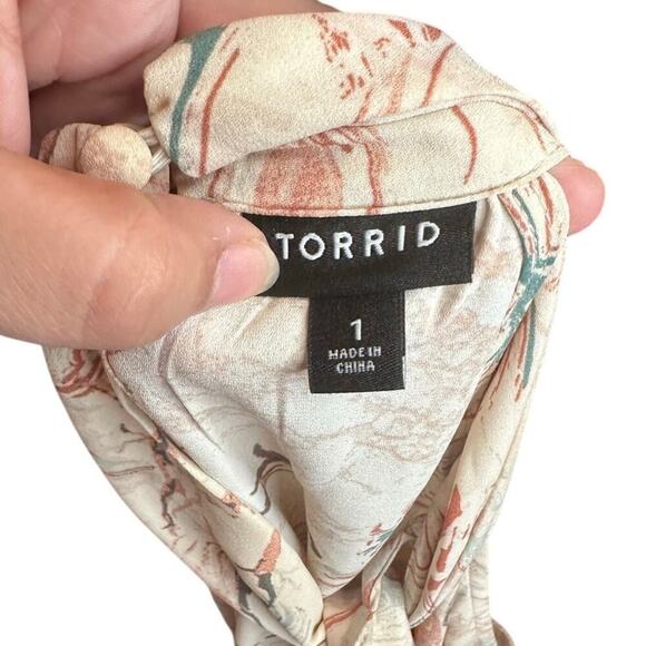 Torrid High Neck Tank Blouse Marble Pattern Cream Teal Rust Color Size 1 (14/16) - Picture 8 of 8